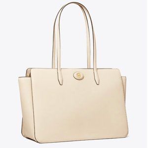 NWT Tory Burch Robinson Pebbled Tote in New Cream Leather